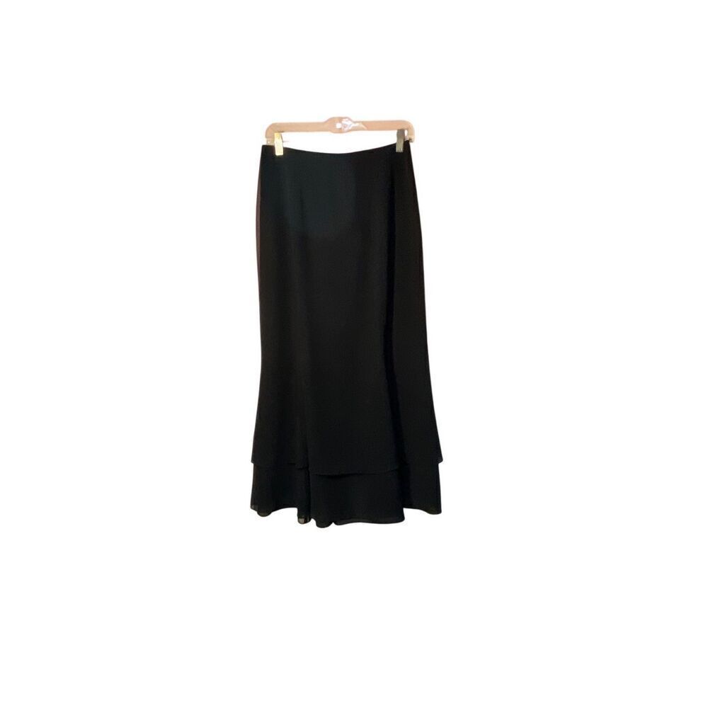 Adrianne Papell Black Nylon Layered Evening Maxi Skirt Size 10